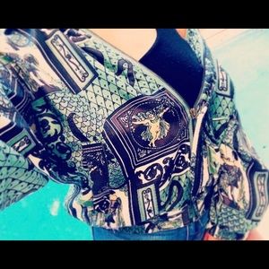 🔥 Unique Vintage Style Angel Art Jacket Turquoise